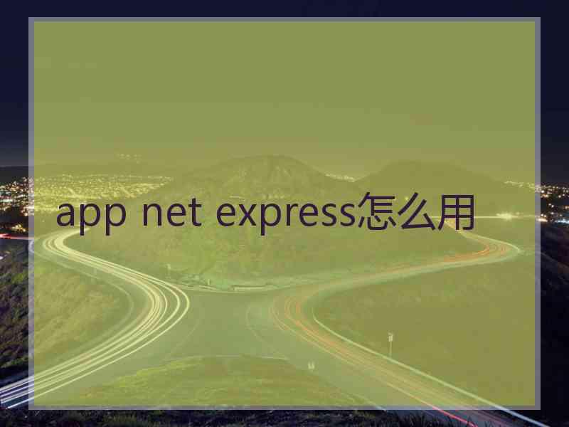app net express怎么用
